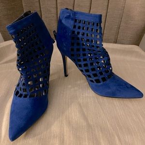 Blue suede heels